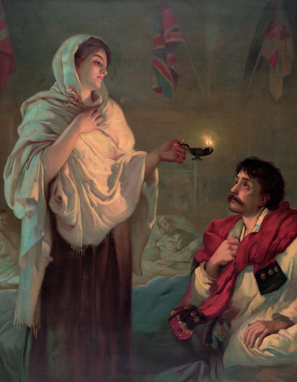 Florence Nightingale z lampą naftową autorstwa English School