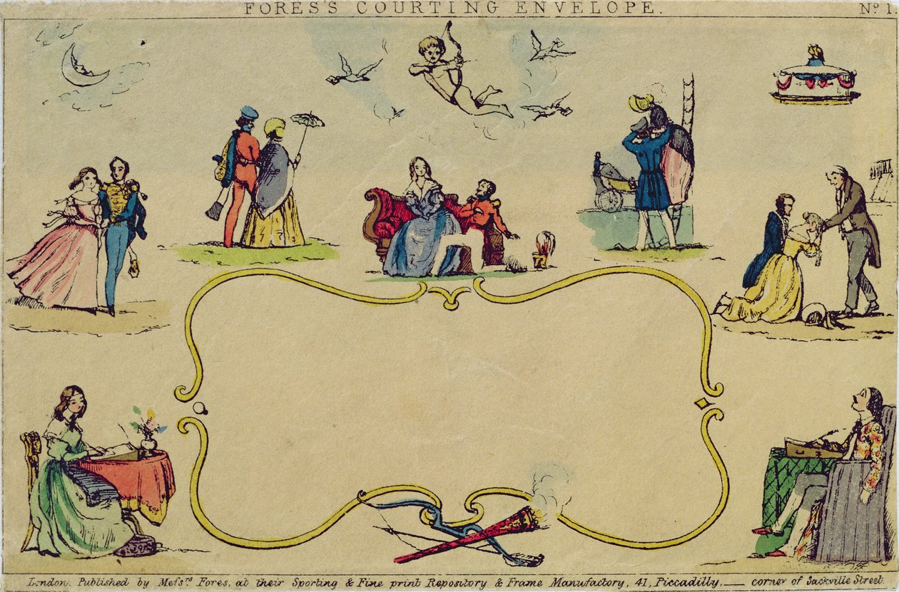 Foress Courting Envelope, wyd. przez panów Fores, c.1840 autorstwa English School