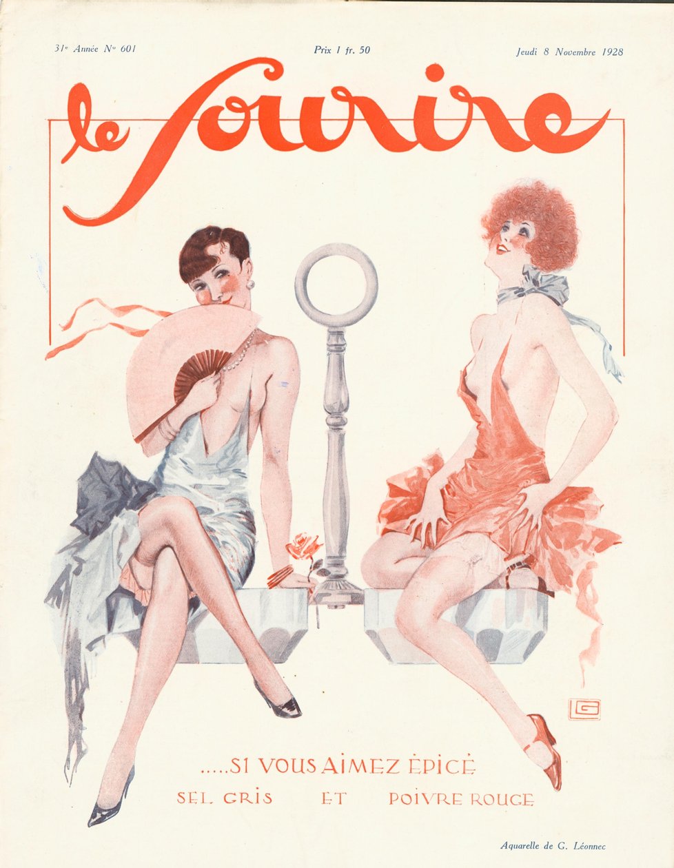 Przednia okładka „Le Sourire”, listopad 1928 (litografia kolorowa) autorstwa English School