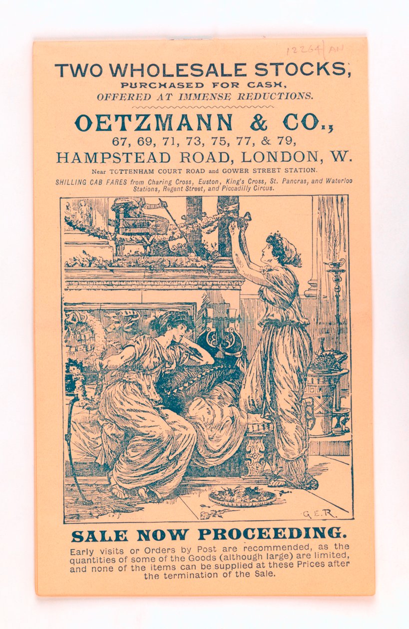 Przednia okładka z katalogu Oetzmann & Co., ok. 1885-90 (druk) autorstwa English School