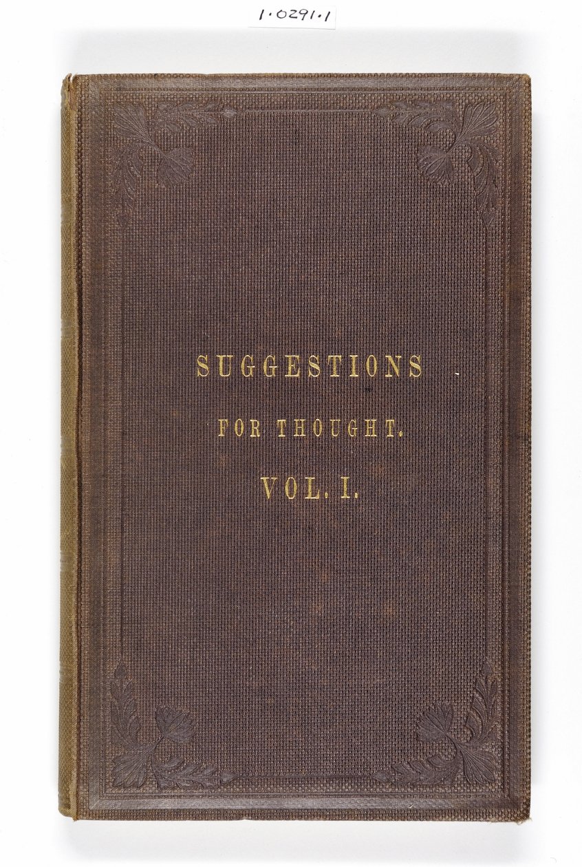 Przednia okładka Florence Nightingales Suggestions for Thought for Searchers after Truth among the Artizans of England, wydrukowana przez Eyre & Spottiswoode, Londyn, 1860 autorstwa English School