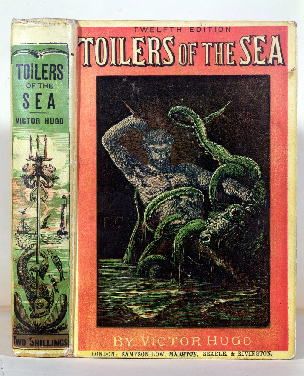 Przednia okładka The Toilers of the Sea Victora Hugo (1802-1885) wydanej w Londynie, 1881 autorstwa English School