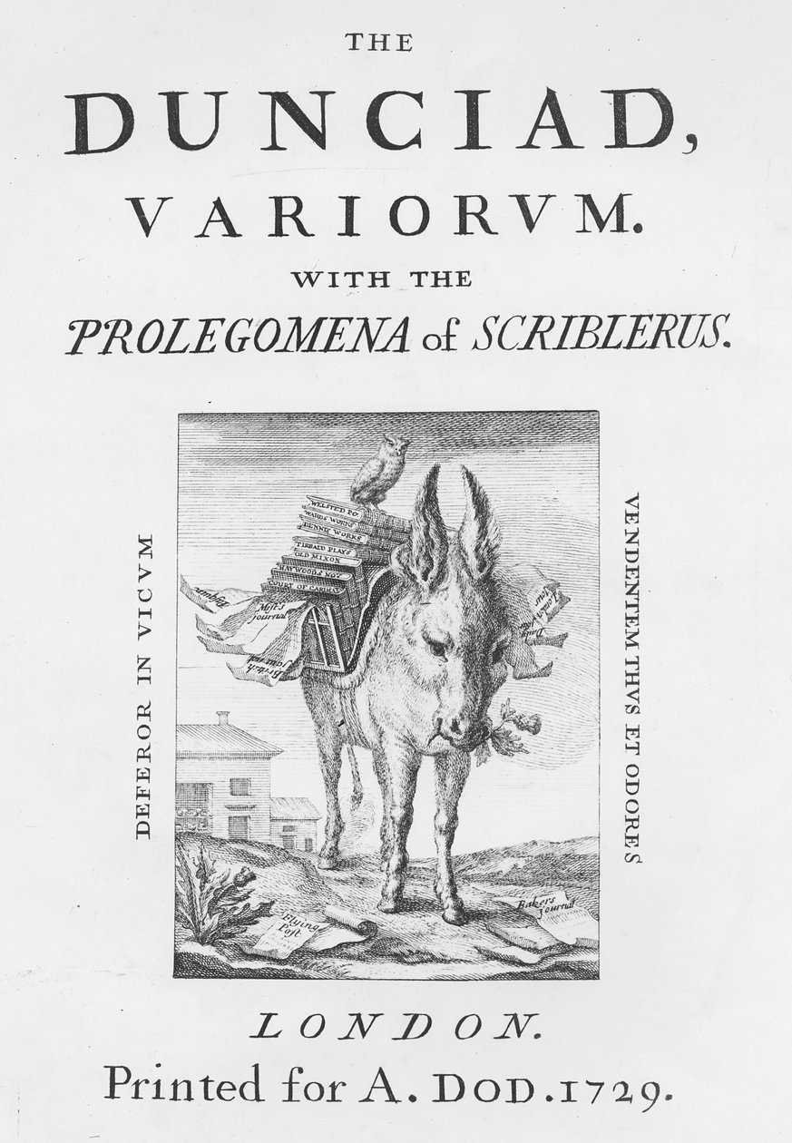 Frontyspis i strona tytułowa do The Dunciad Variorum Aleksandra Pope