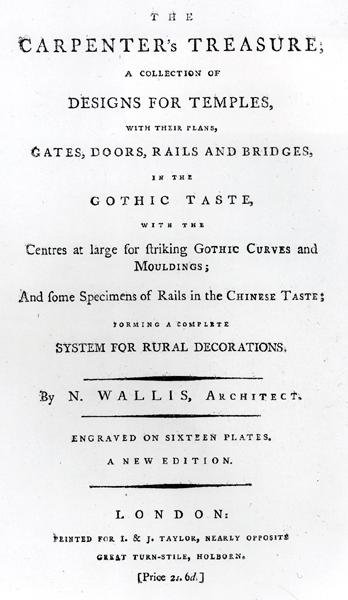 Frontyspis do „Skarbu stolarza”, N. Wallis, opublikowany ok. 1793 (tusz na papierze) (zdjęcie czarno-białe) autorstwa English School