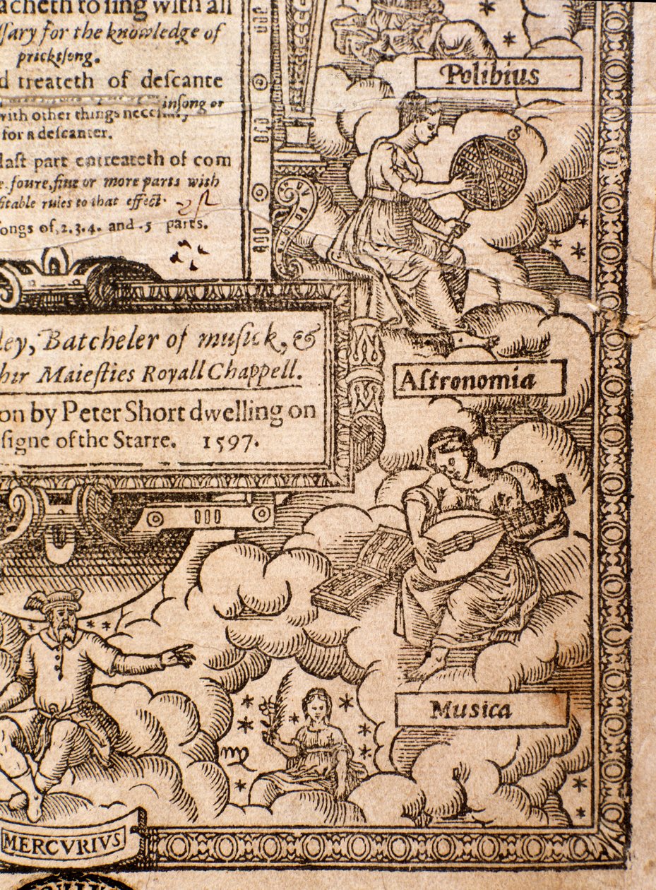 Frontyspis z A Plaine and Easy Introduction to Practicall Musicke autorstwa Thomasa Morleya, Detail, 1597 autorstwa English School