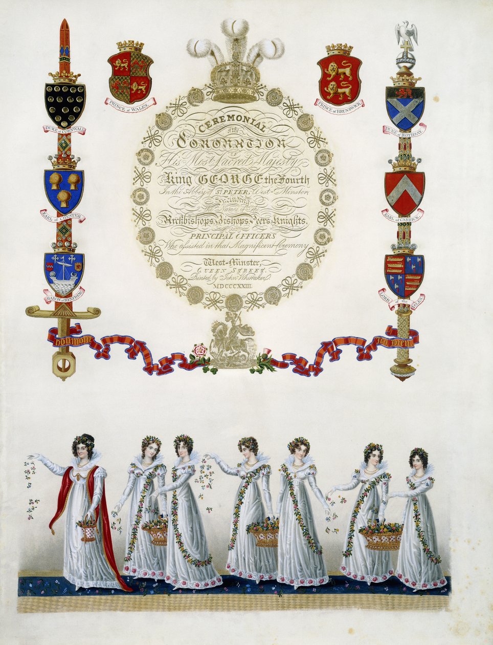Frontyspis, z „Uroczystości koronacji Jego Najświętszej Królewskiej Mości Króla Jerzego Czwartego”, Johna Whittakera, 1823 autorstwa English School