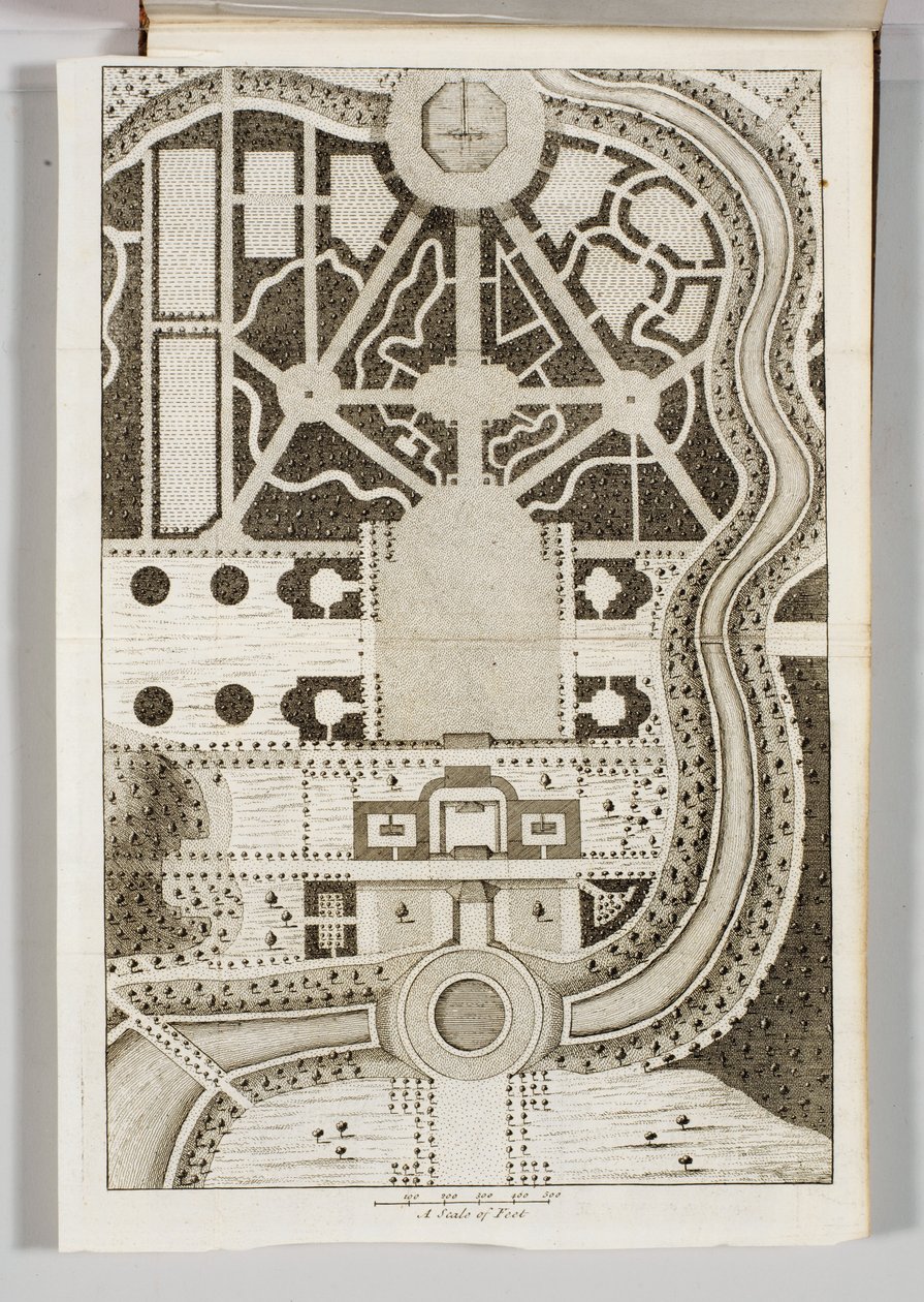 Frontyspis z „Ichnographia Rustica: czyli rekreacja szlachcica, dżentelmena i ogrodnika” Stephena Switzera autorstwa English School
