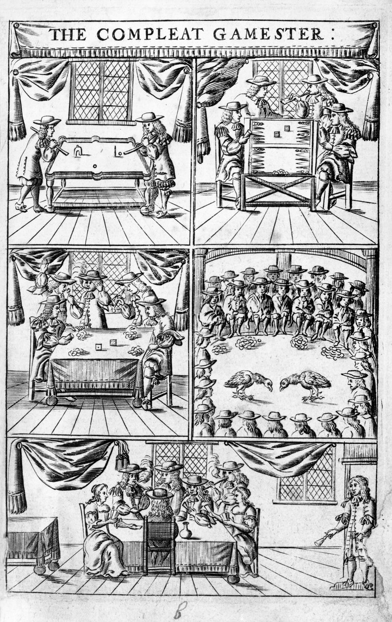 Ilustracja na okładce do „The Compleat Gamester” Charlesa Cottona, ok. 1700 (rycina) autorstwa English School