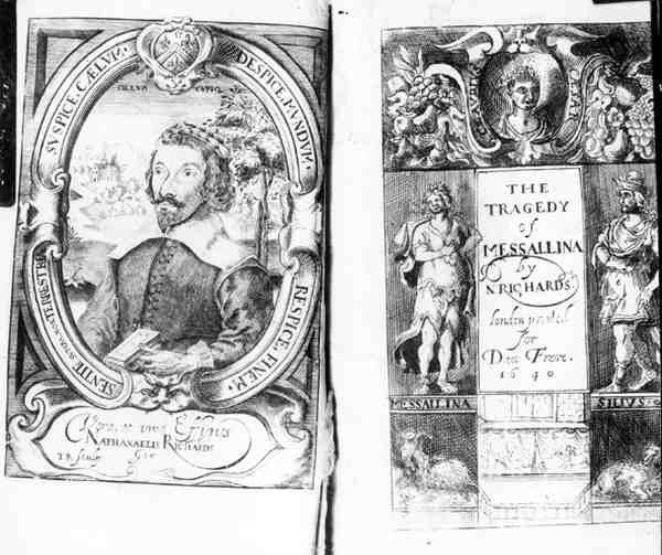 Frontyspis The Tragedy of Messallina Nathanaela Richardsa (fl.1630-40), wyd. w 1640 autorstwa English School
