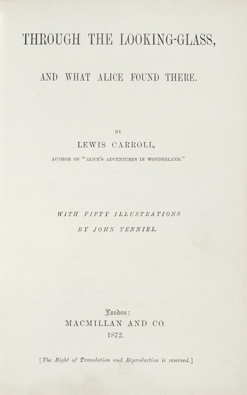 Frontispiece do Alice Through the Looking-Glass Lewisa Carrolla (1833-98), opublikowany przez Macmillan, 1872 autorstwa English School