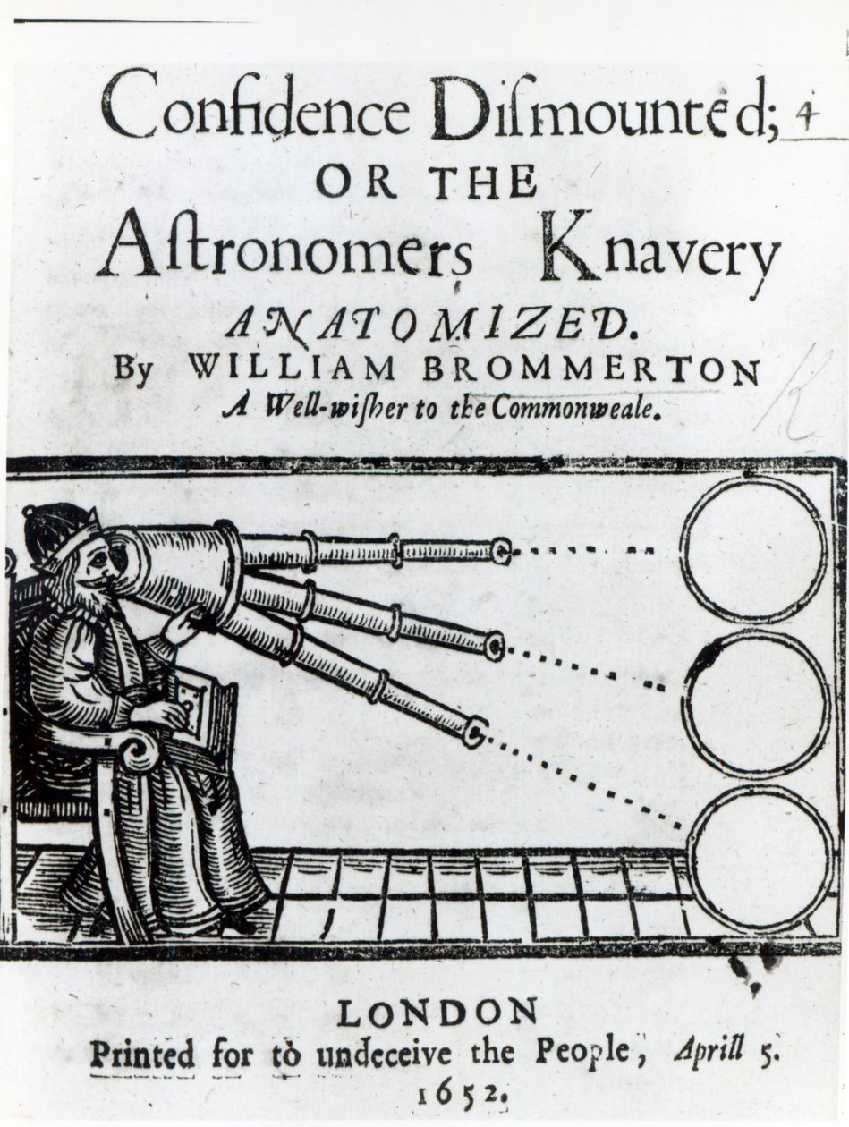 Frontyspis do zaufania zdemontowany; lub Astronomers Knavery Anatomized przez Williama Brommertona, opublikowane w 1652 r. autorstwa English School