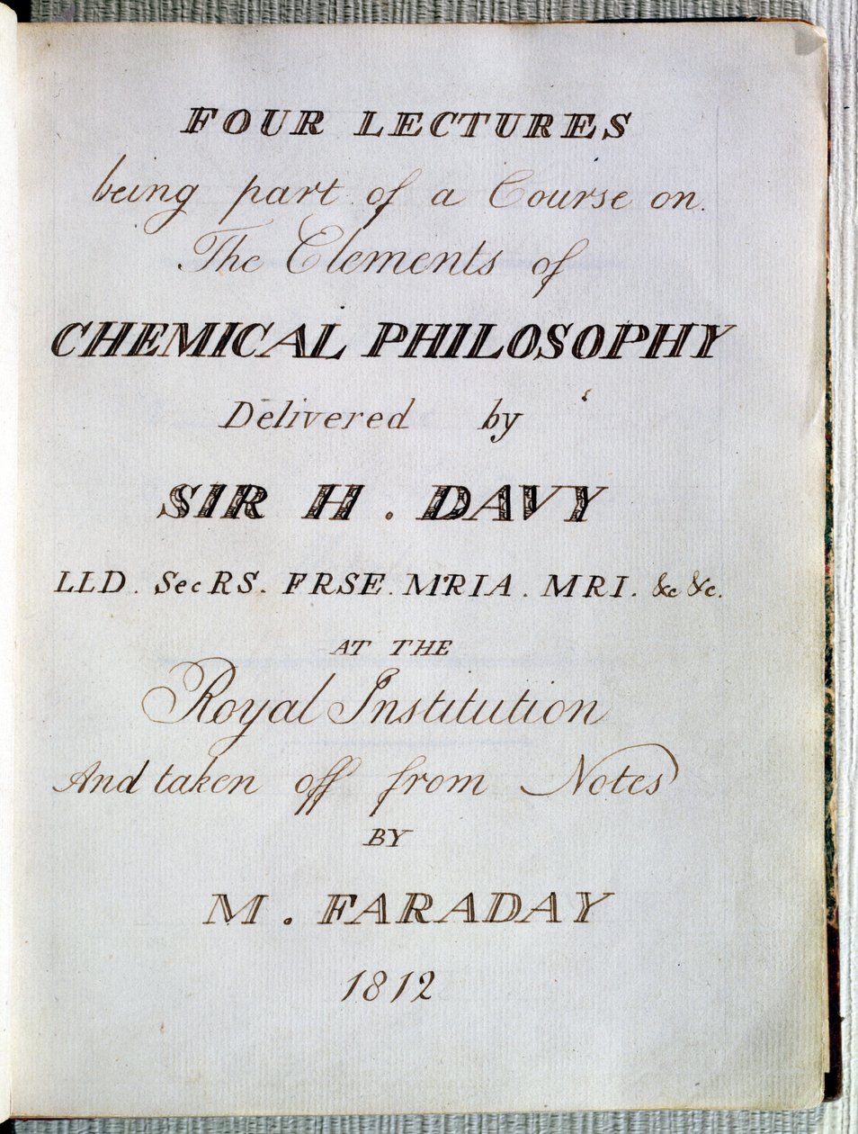 Frontyspis do czterech wykładów na temat elementów filozofii chemicznej Sir H.Davy