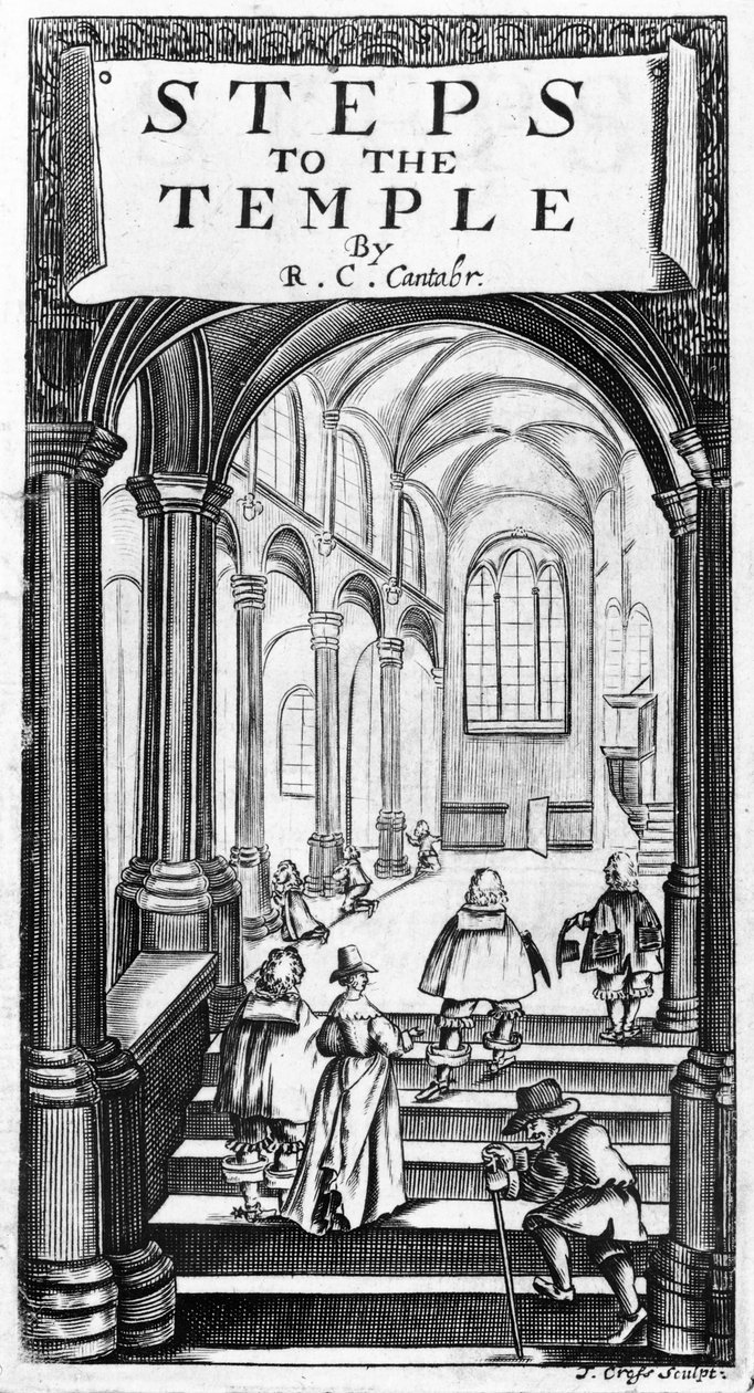 Frontyspis do Steps to the Temple autorstwa Richarda Crashawa, rytowany przez J. Crossa, 1648 autorstwa English School