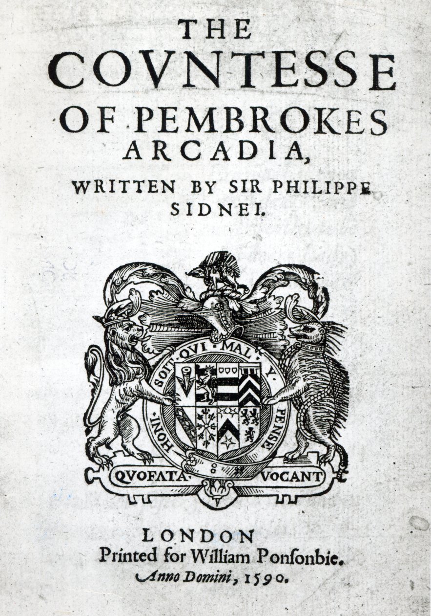 Frontyspis do Hrabiny Pembrokes Arcadia autorstwa Sir Philipa Sidneya, 1590 autorstwa English School