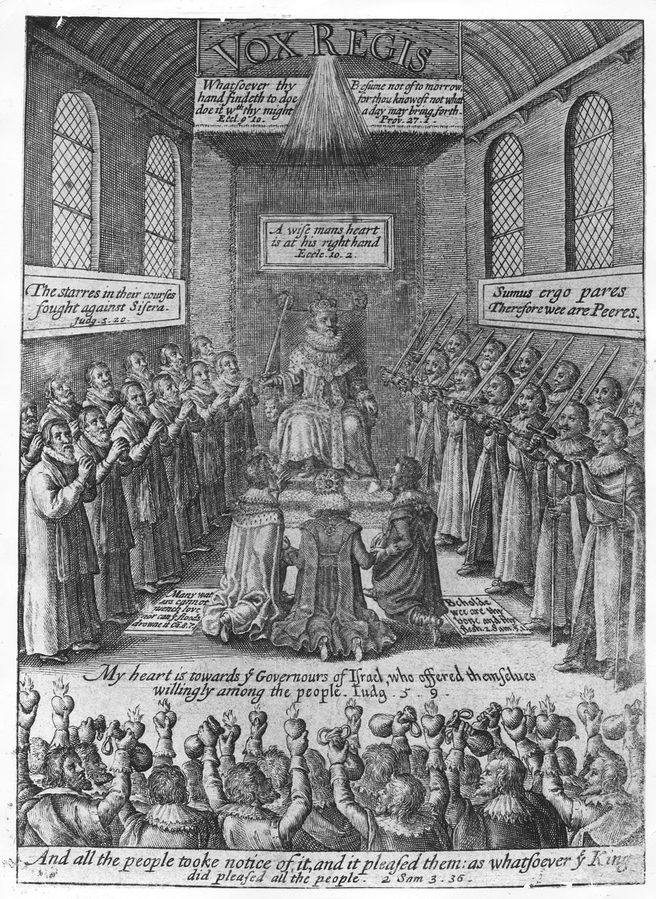 Frontyspis do „Vox Regis” Thomasa Scotta, c.1624 (grawerowanie) autorstwa English School