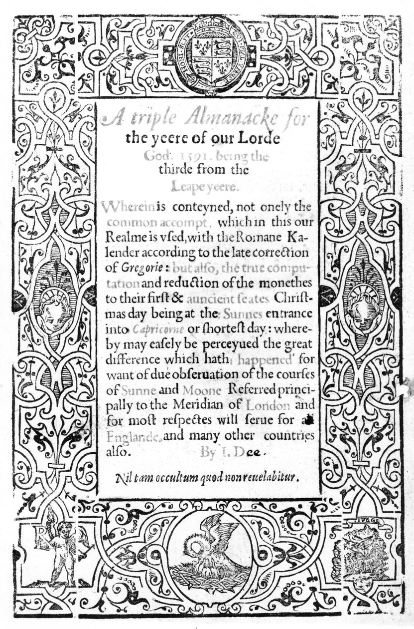 Frontyspis do kalendarza rzymskiego, 1591 autorstwa English School
