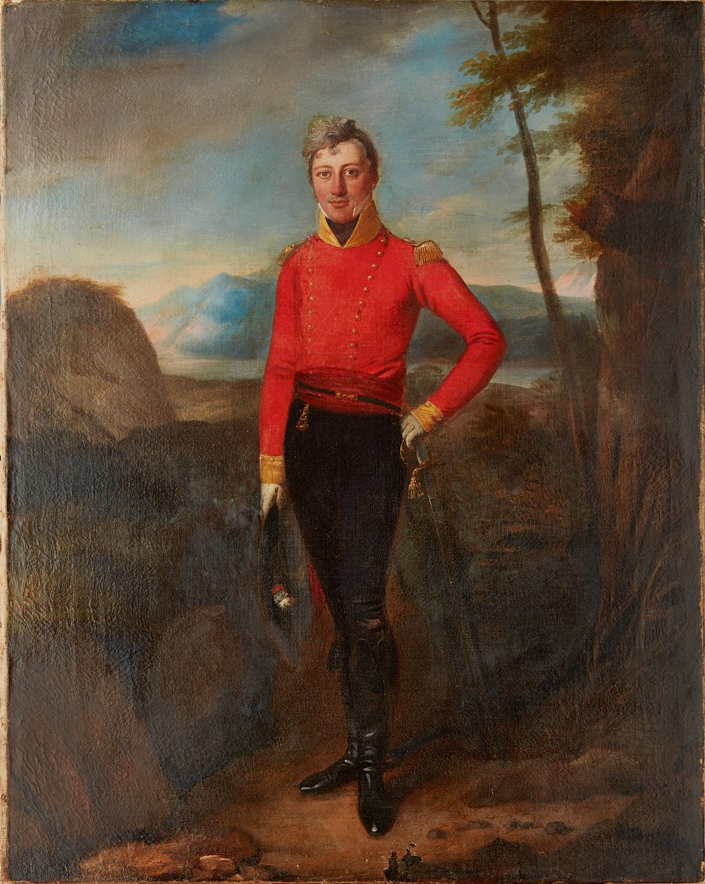 Pełnowymiarowy portret oficera polowego piechoty brytyjskiej (olej na płótnie) autorstwa English School