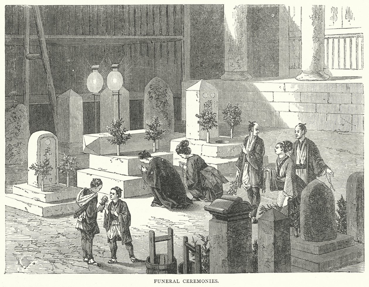 Ceremonie pogrzebowe (grawerowanie) autorstwa English School