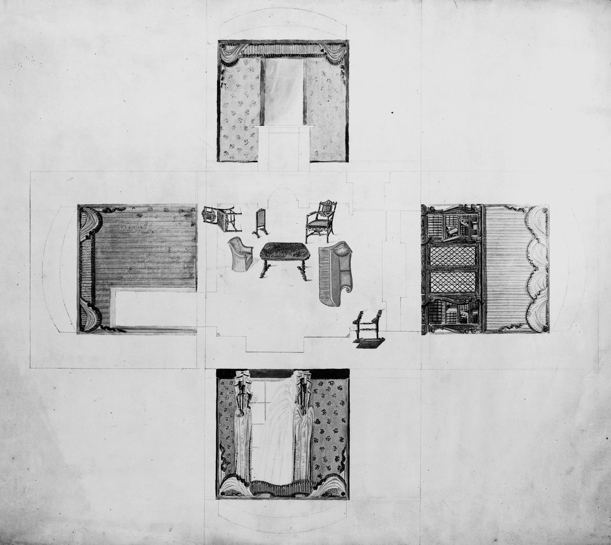 Umeblowanie małego salonu, Gillows and Co, 1822 autorstwa English School