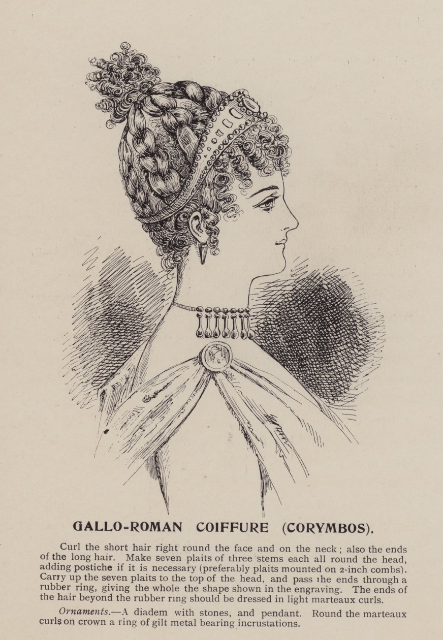 Fryzura galo-rzymska, Corymbos (rycina) autorstwa English School