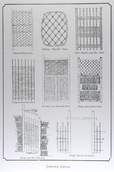 Garden Gates, z „Landscape Gardening in Japan”, Josiah Conder, opublikowany 1893 (rycina) (zdjęcie czarno-białe) autorstwa English School