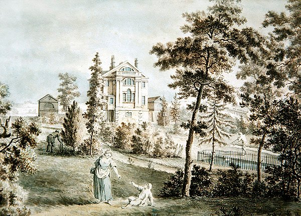 Pawilon ogrodowy w parku, ok.1725 (akwarela na papierze) autorstwa English School