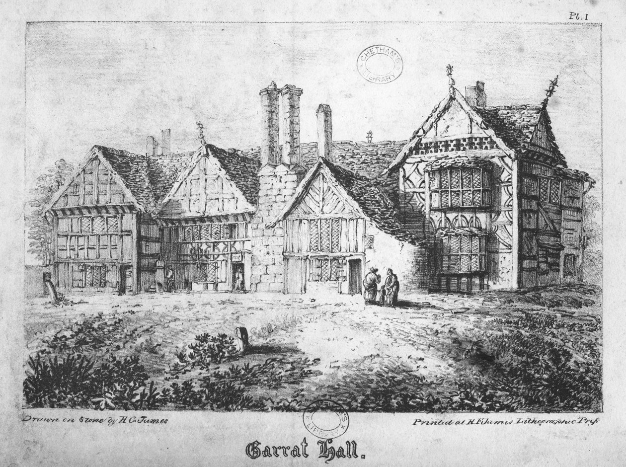 Garrat Hall, Manchester, ryty przez H.G. Jamesa, koniec XVIII wieku autorstwa English School