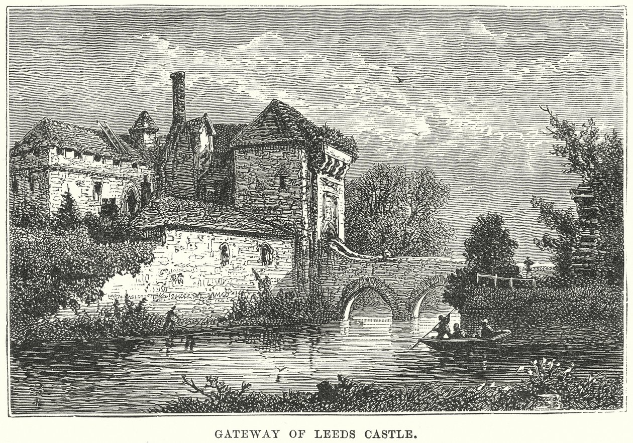 Brama zamku w Leeds (grawerunek) autorstwa English School