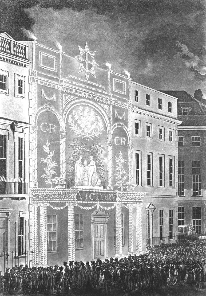 Spotkanie na Portman Square, aby obejrzeć iluminację pokoju między Wielką Brytanią a Francją, 1806 autorstwa English School