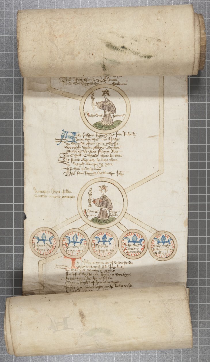 Zwój genealogiczny królów Anglii, ok. 1440-79 (pióro i atrament na pergaminie) autorstwa English School