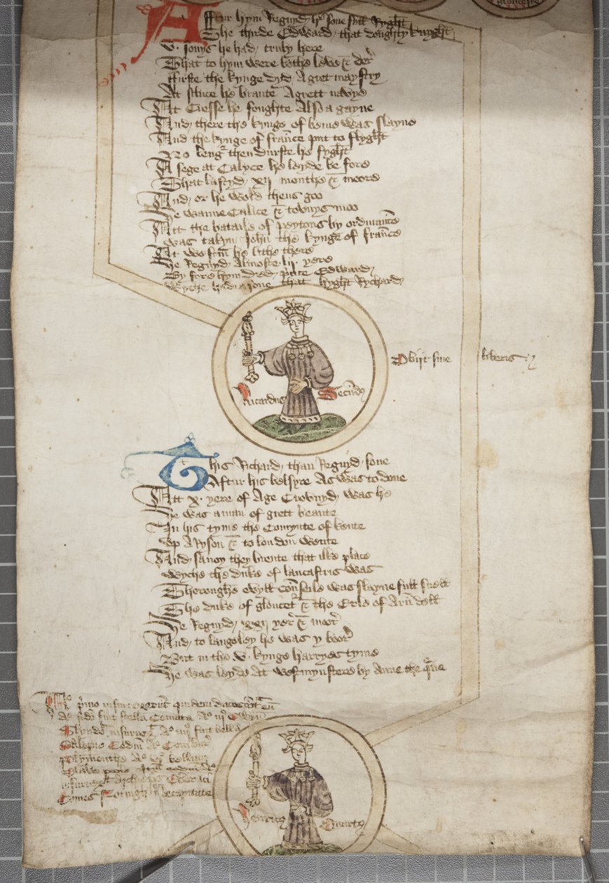 Zwój genealogiczny królów Anglii, ok. 1440-79 (pióro i atrament na pergaminie) autorstwa English School