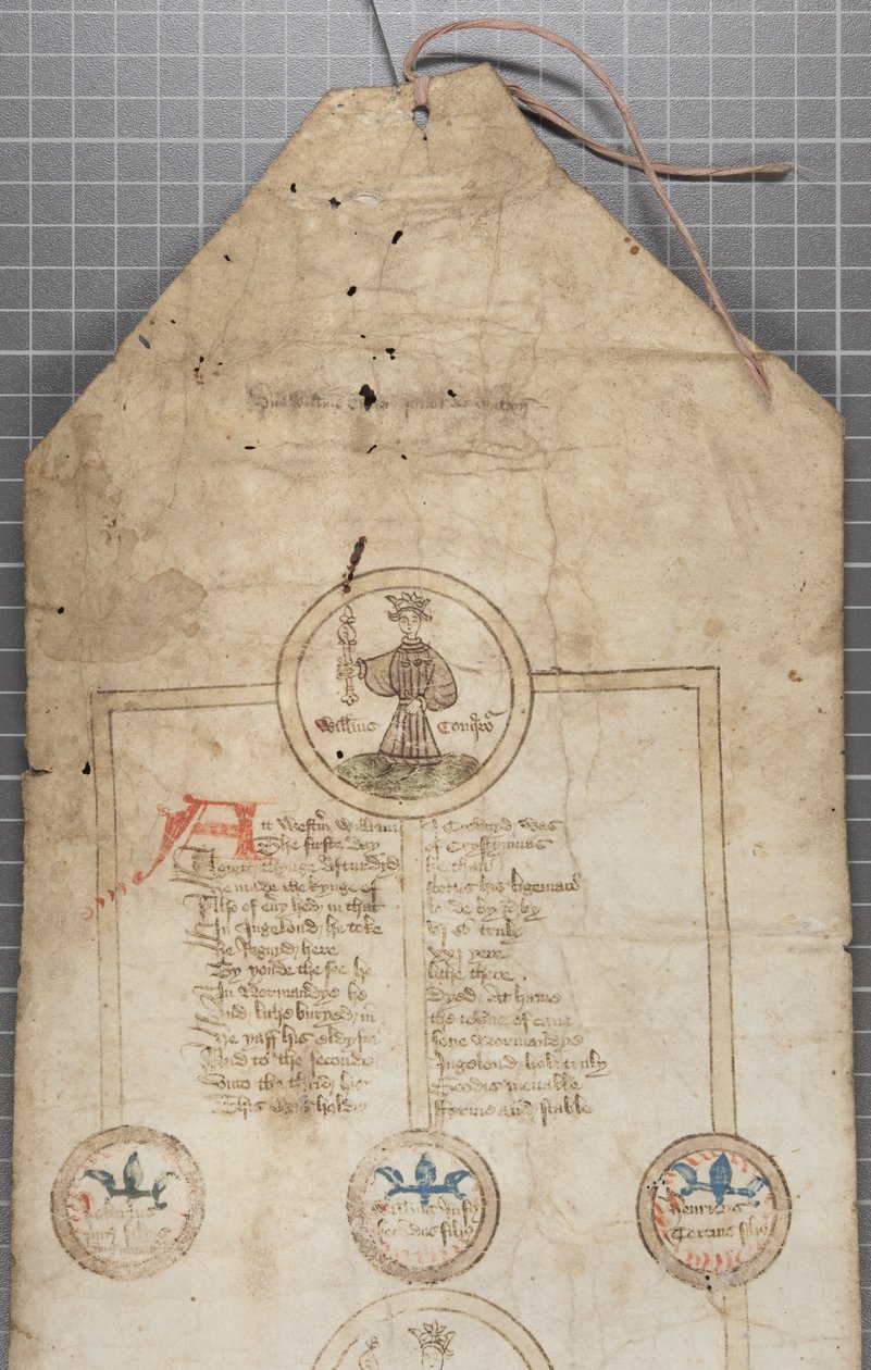 Zwój genealogiczny królów Anglii, ok. 1440-79 (pióro i atrament na pergaminie) autorstwa English School