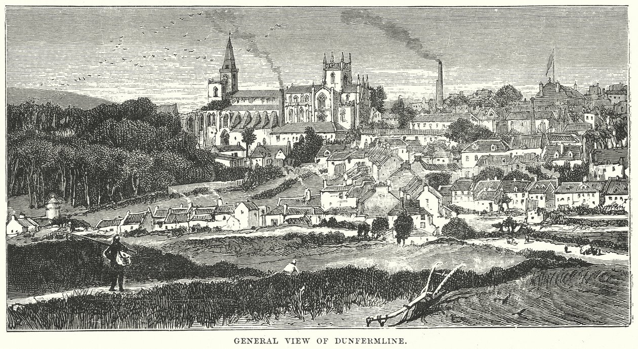 Widok ogólny Dunfermline (grawerunek) autorstwa English School