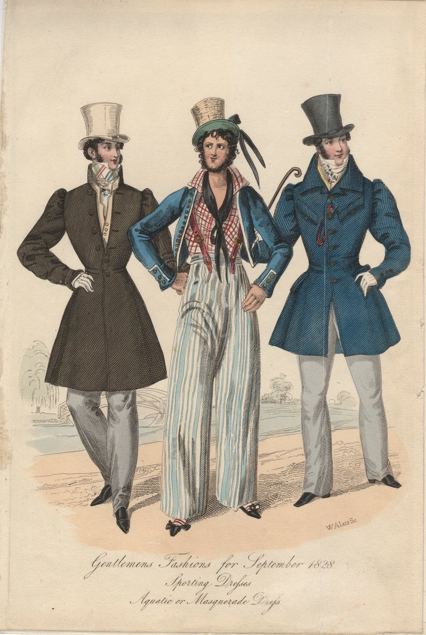 Moda dżentelmeńska na wrzesień 1828, 1828 autorstwa English School