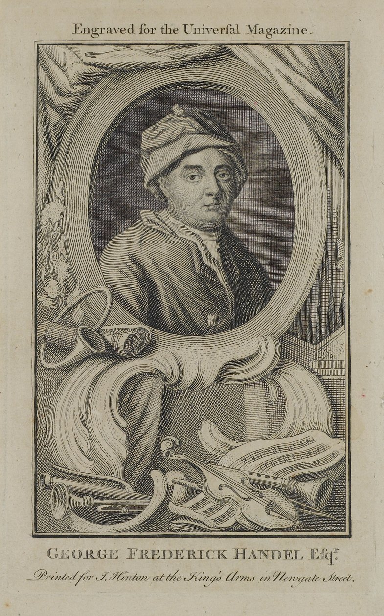 George Frideric Handel, grawerowany dla Universal Magazine, c.1760 autorstwa English School