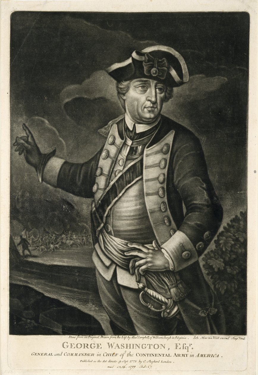 George Washington, Esqr., Generał i dowódca, naczelny armii kontynentalnej w Ameryce autorstwa English School