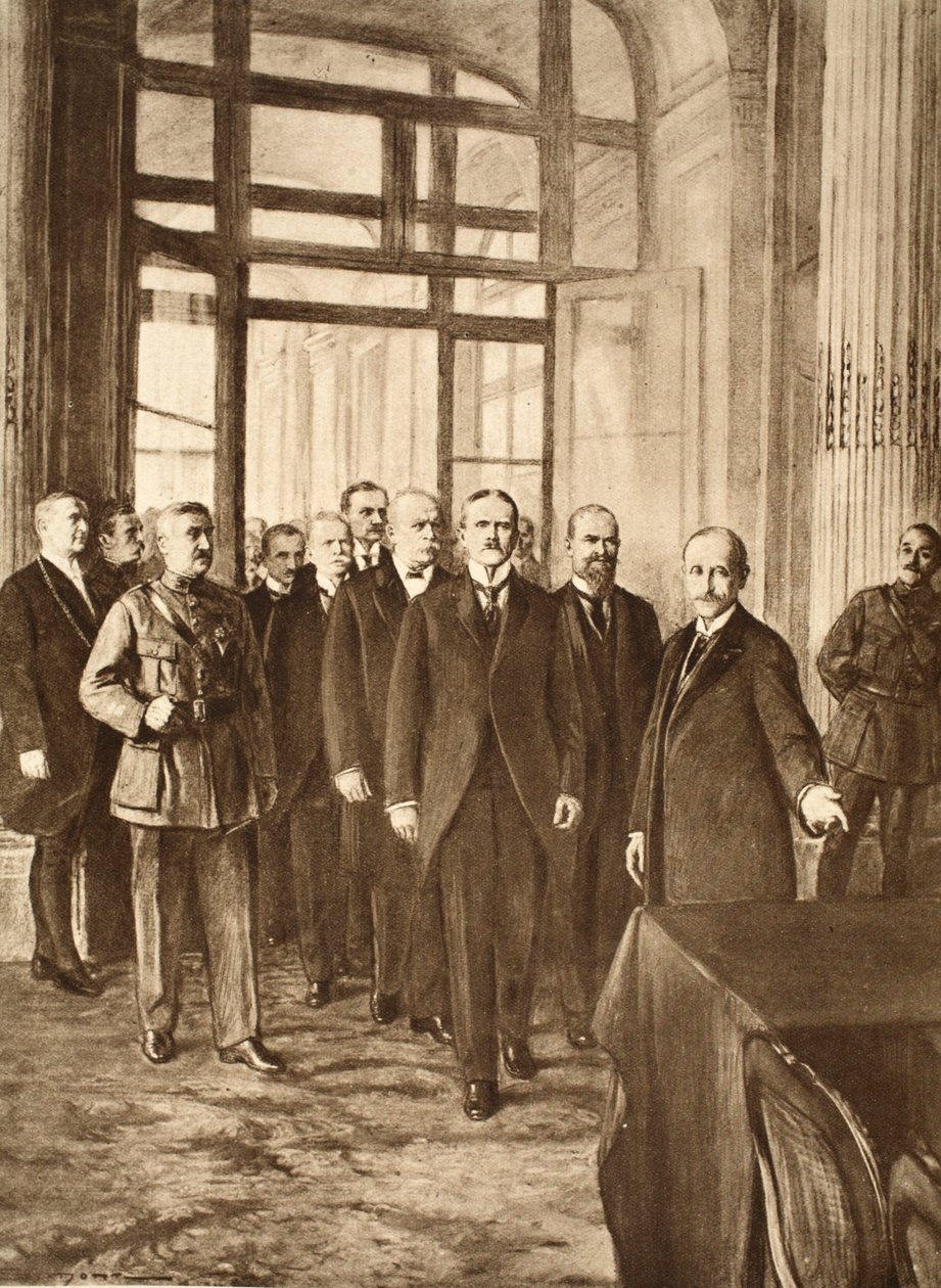 Politycy niemieccy w Pałacu Wersalskim, 1919 autorstwa English School