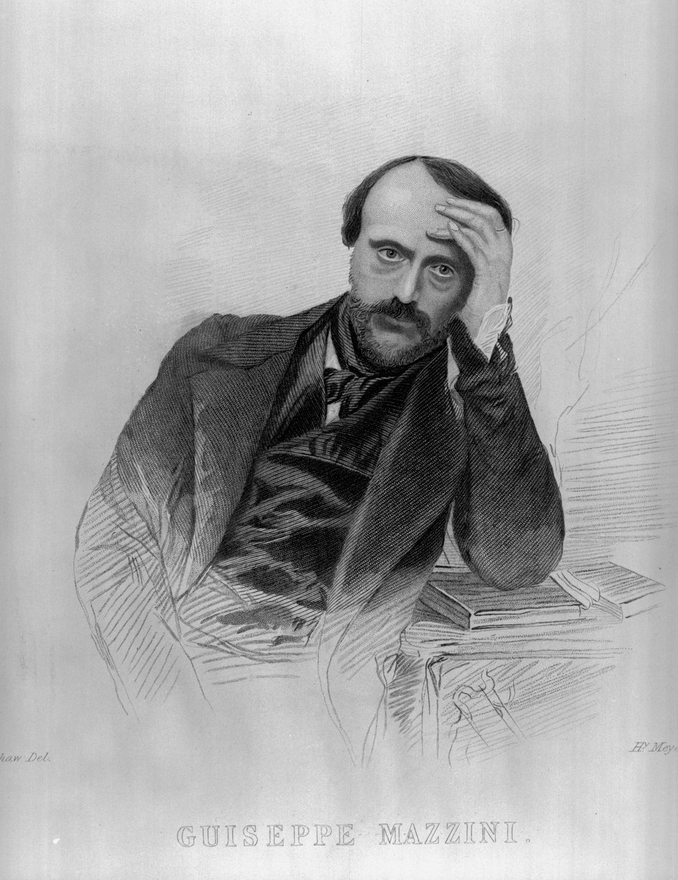 Giuseppe Mazzini, z „Galeria Portretów Wybitnych Osobistości Salonowych” (rycina) (zdjęcie bw) autorstwa English School
