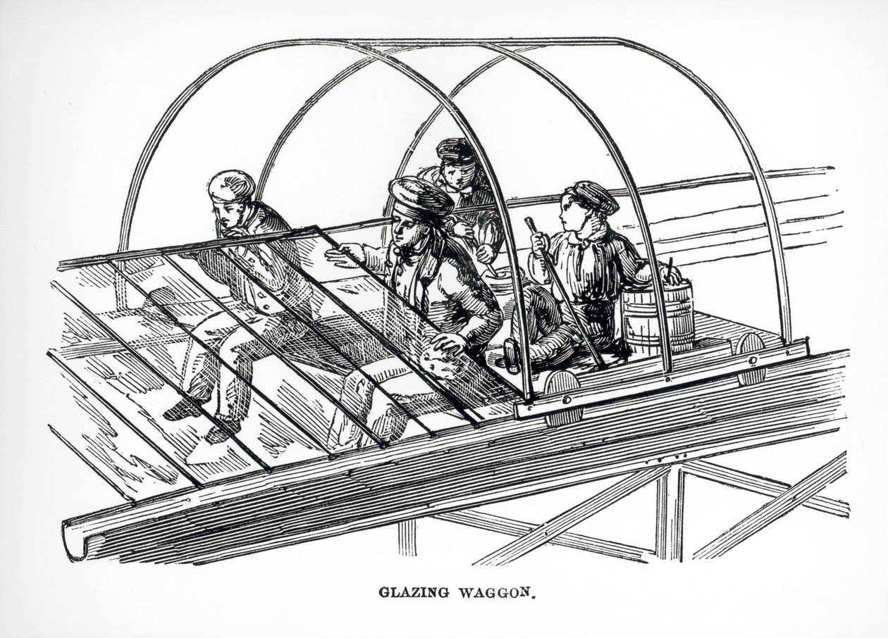 Wóz szklarski używany w Paxtons Crystal Palace, 1850 autorstwa English School