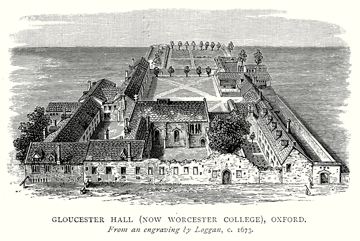 Gloucester Hall (obecnie Worcester College), Oxford (rycina) autorstwa English School