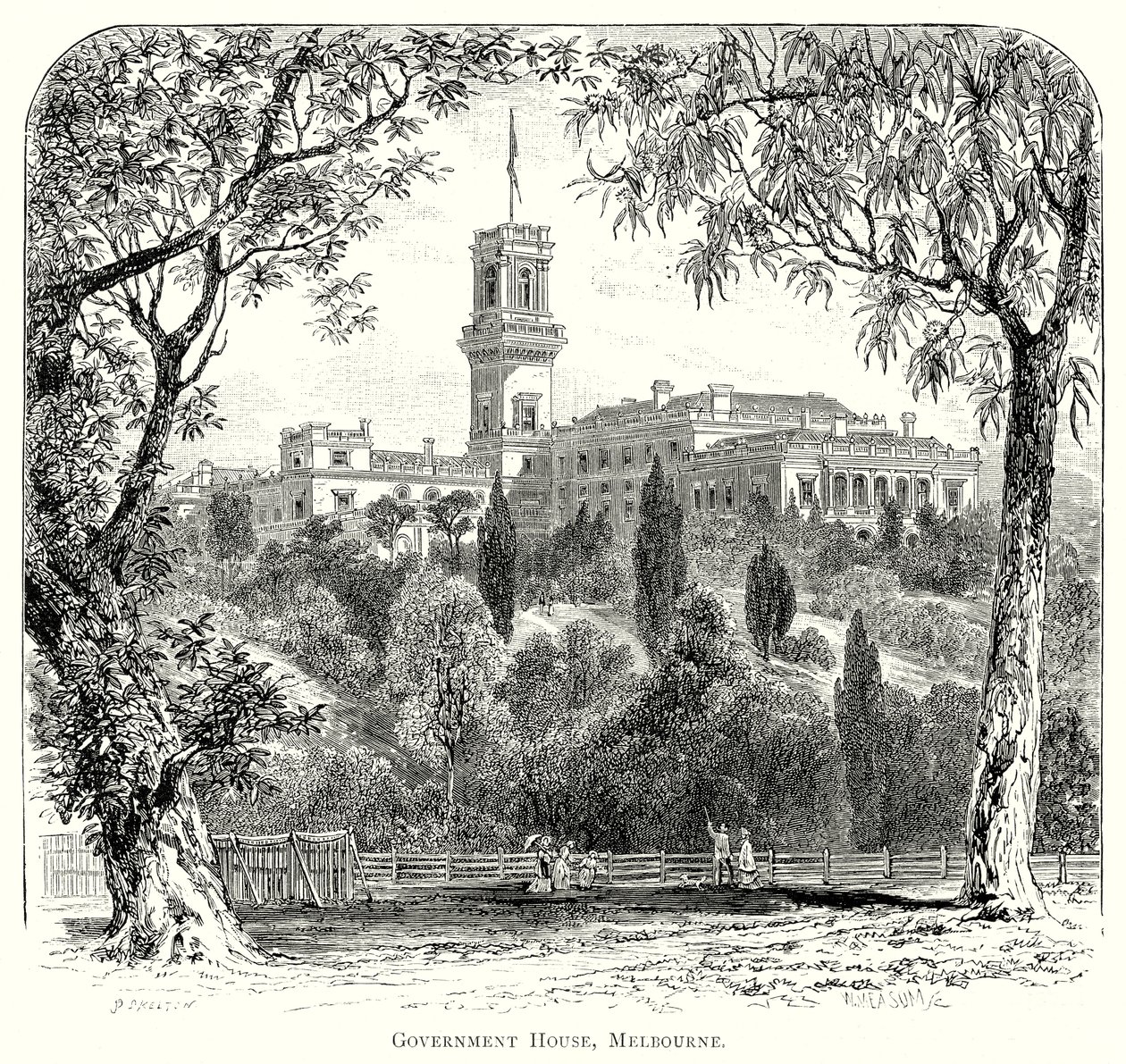 Government House, Melbourne (grawerunek) autorstwa English School