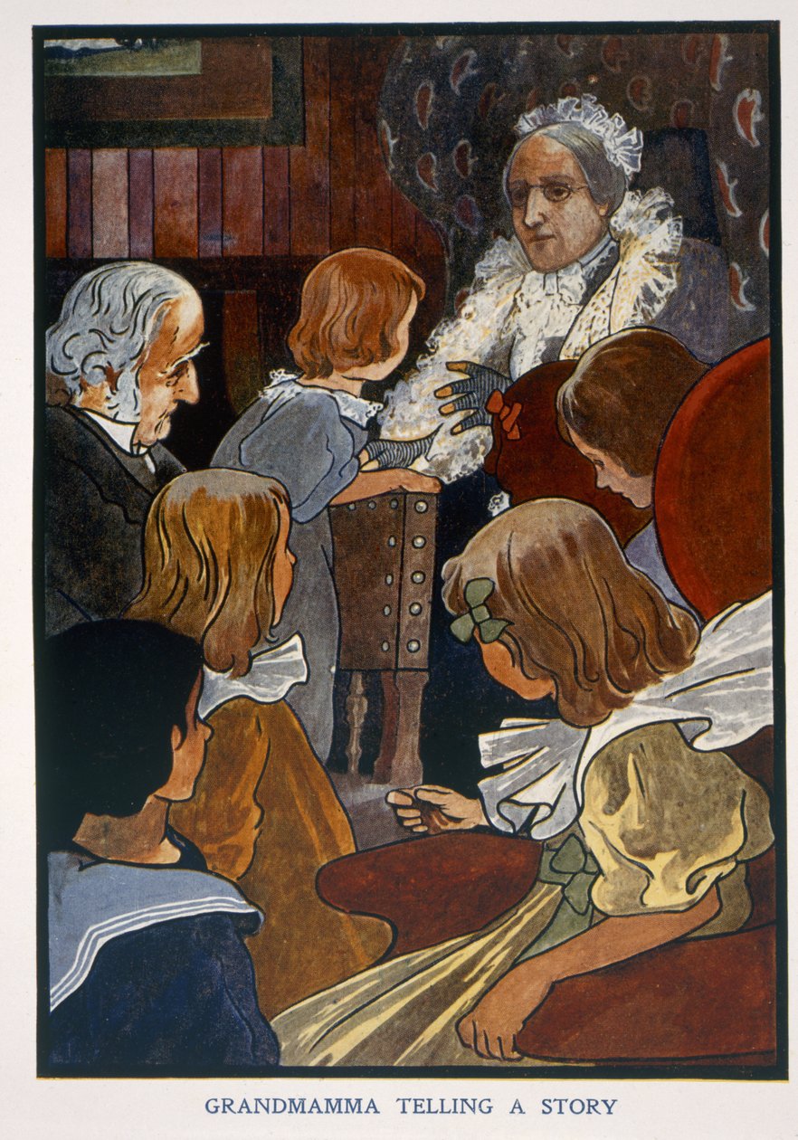 Babcia opowiadająca historię (kolor lito) autorstwa English School