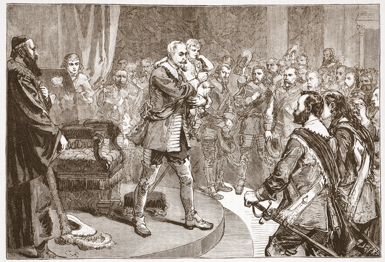 Gustavus Adolphus żegnający się ze Stanami, ilustracja z Historii protestantyzmu Jamesa Aitkena Wylie (1808-1890), wyd. 1878 autorstwa English School