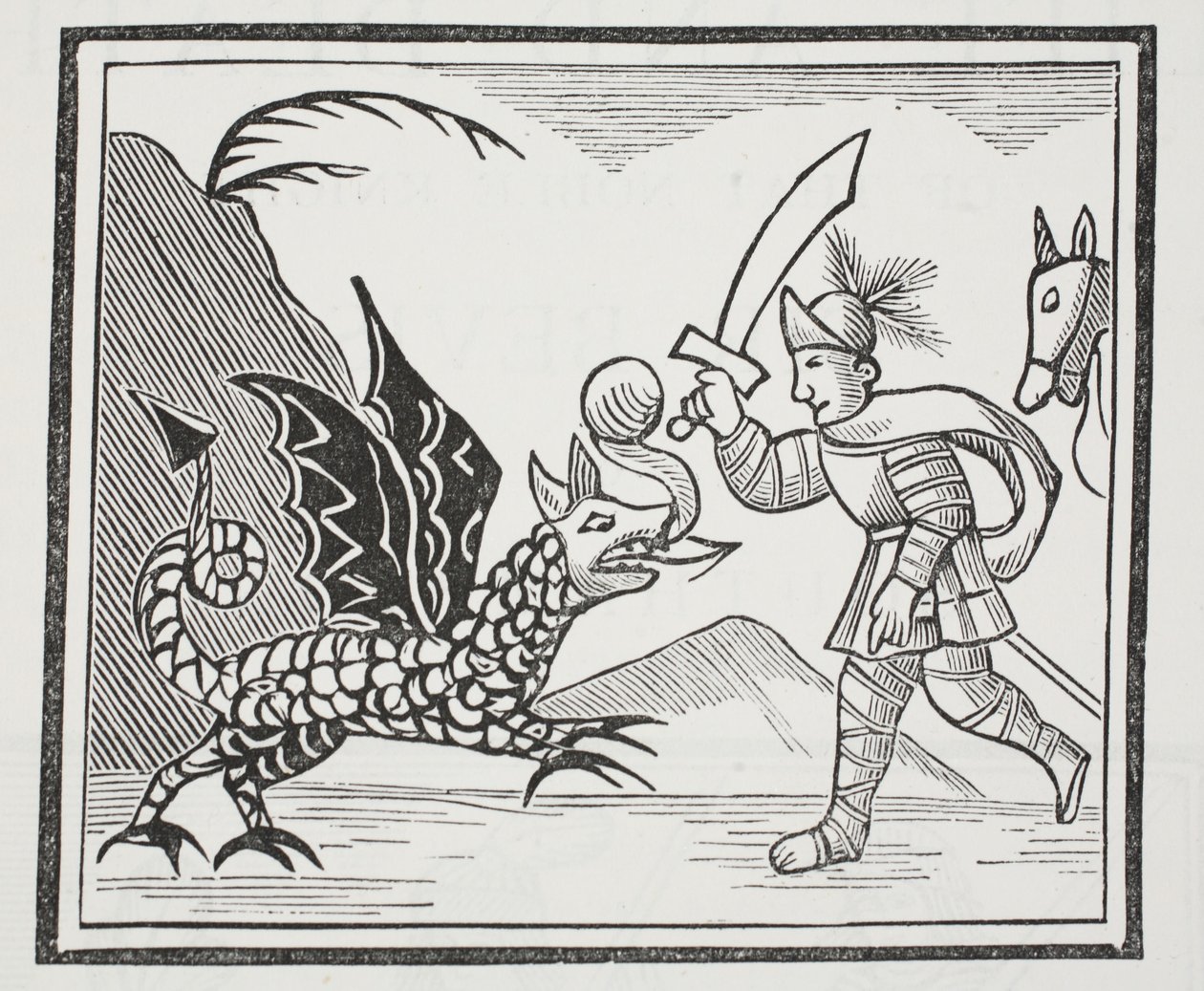 Guy and the Northumbrian Dragon, ilustracja z książki Chap z XVIII wieku autorstwa Johna Ashtona, wyd. 1882 autorstwa English School
