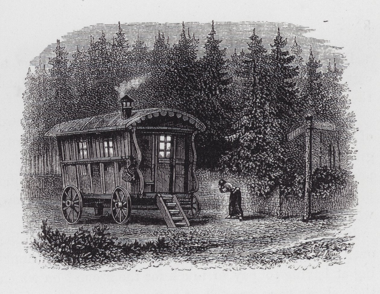 Cygańska karawana (grawerowanie) autorstwa English School
