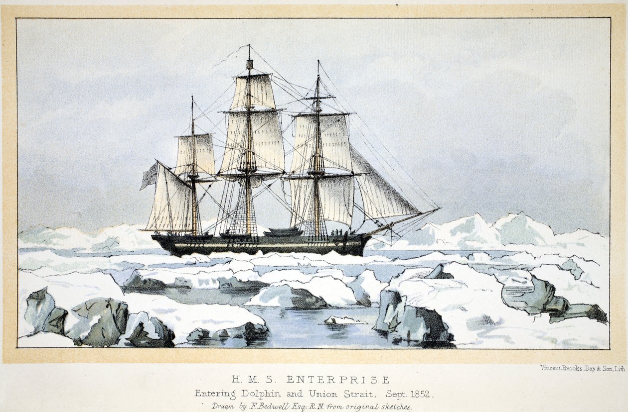 HMS Enterprise wchodzący do Dolphin and Union Strait, wrzesień 1852 r. autorstwa English School