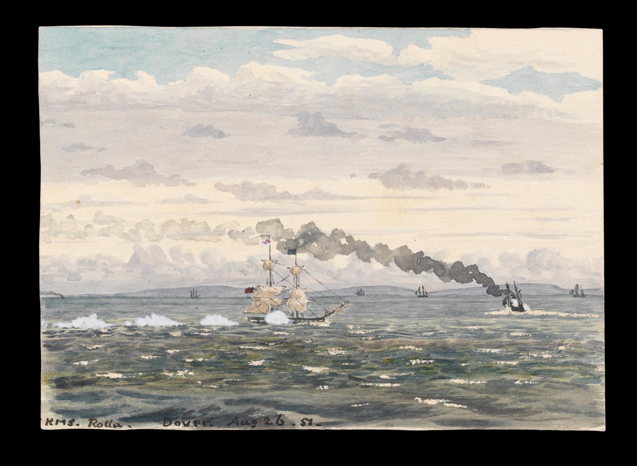 HMS "Rolla" u wybrzeży Dover, widziany z klifów autorstwa English School