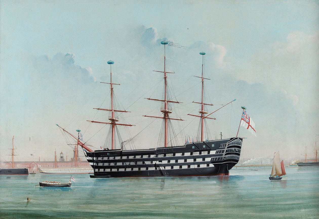 HMS Victory w porcie Portsmouth, c.1860 autorstwa English School