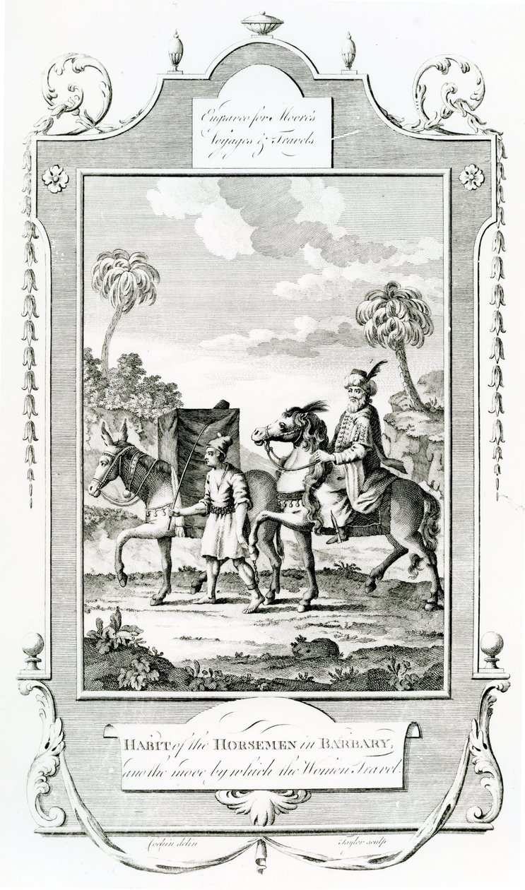 Habit of the Horsemen in Barbary, ilustracja zaczerpnięta z Moores Voyages and Travels, autorstwa English School