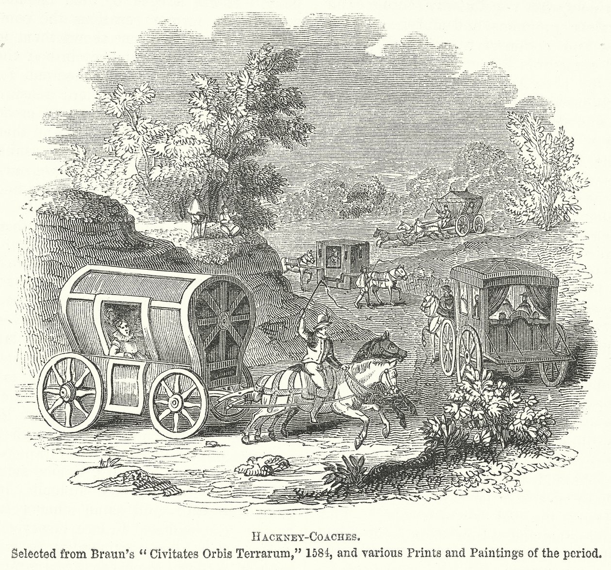 Hackney-Coaches (grawerunek) autorstwa English School